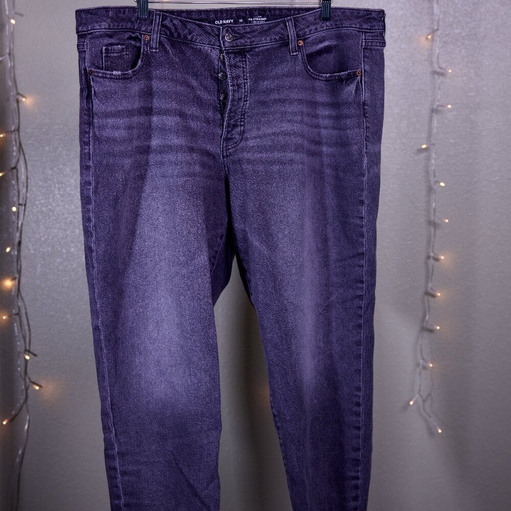High Waisted Button Fly Straight Black Jeans - Women's Old Navy - Size 22 Plus S